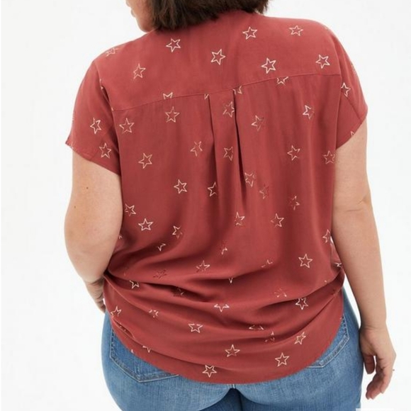 Plus size 2X Torrid Challis Dolman Sleeve Top Rust Color Shirt Blouse - Picture 4 of 5